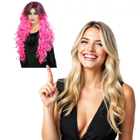 peruka party gothic glamour rozowa smiffys