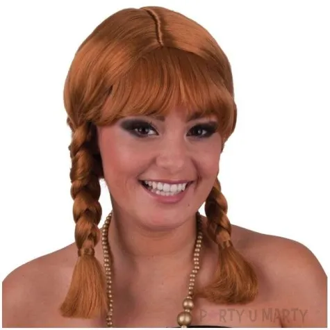 peruka party heidi z warkoczykami brazowa funny fashion