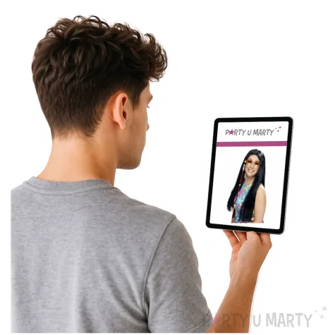 peruka party hipis koraliki czarna smiffys