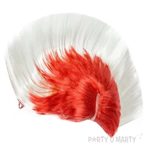 peruka party irokez kibica bialo czerwona godan