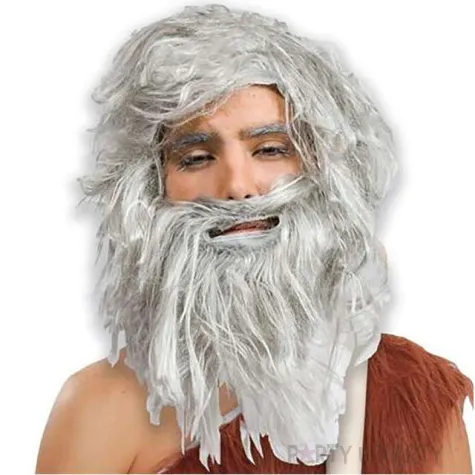 peruka party jaskiniowiec z broda szare fyasa