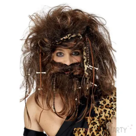 peruka party jaskiniowiec z opaska brazowa smiffys