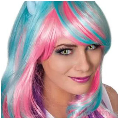 peruka party jednorozec z rogiem i uszami kolorowa fries