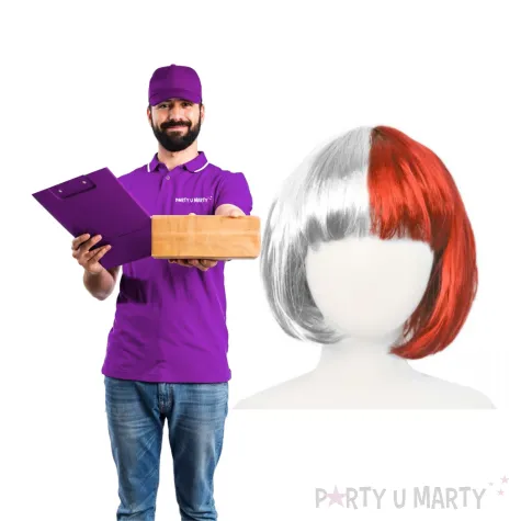 peruka party kibic bob bialo czerwona arpex