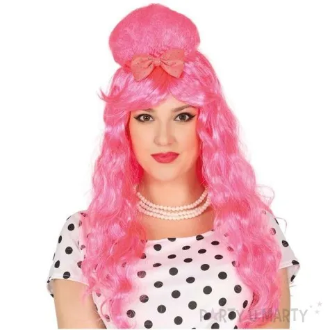 peruka party lisa z kokardka rozowy guirca