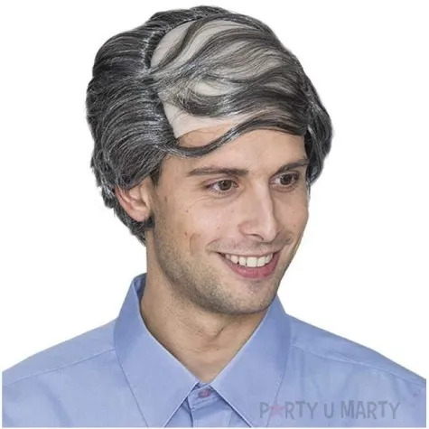 peruka party lysiejaca glowa szare fyasa