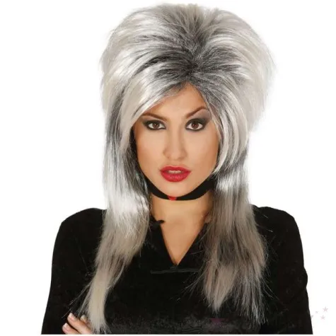 peruka party melena grisa szare pasemka guirca