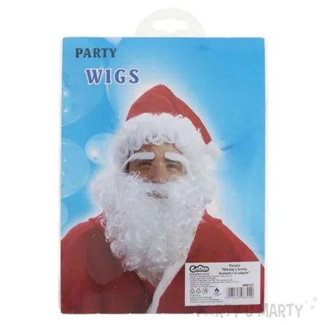 peruka party mikolaj wlosy broda brwi czapka