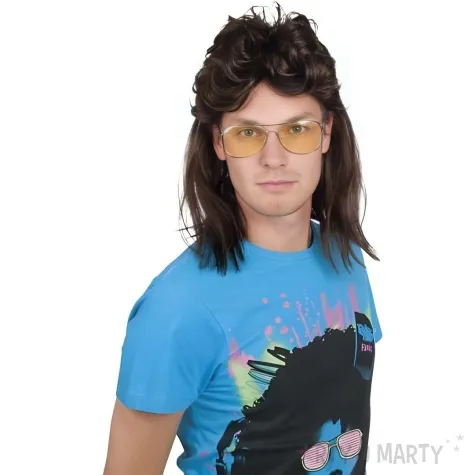 peruka party mullet disco brazowy partytino