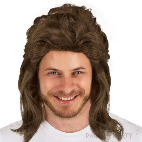 peruka party mullet disco brazowy ptitclown
