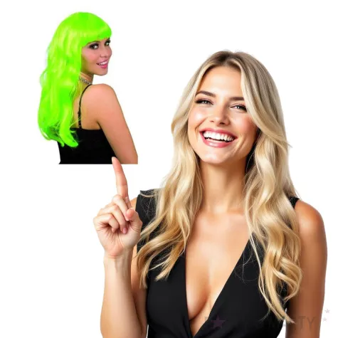 peruka party neonowa dluga zielona partytino