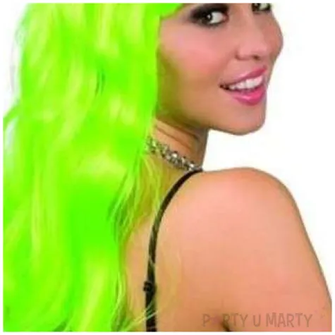 peruka party neonowa dluga zielona partytino