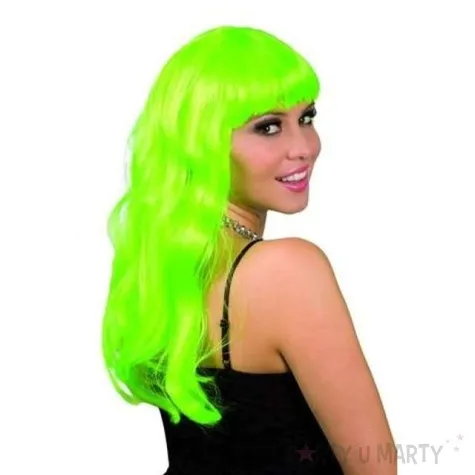 peruka party neonowa dluga zielona partytino