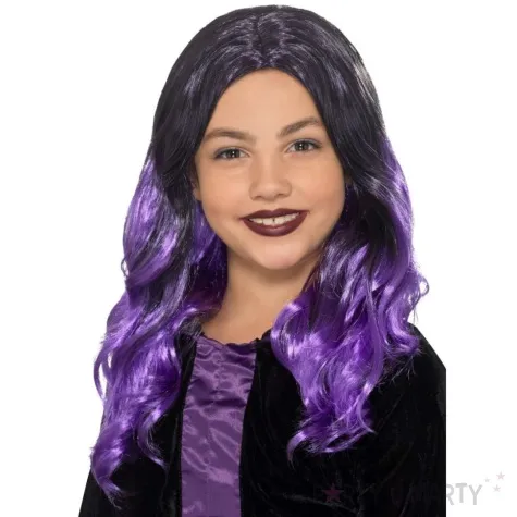 peruka party ombre fioletowo czarny smiffys