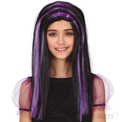 peruka party pasemka fioletowo czarny guirca