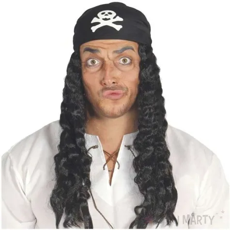 peruka party pirat z opaska czarna guirca