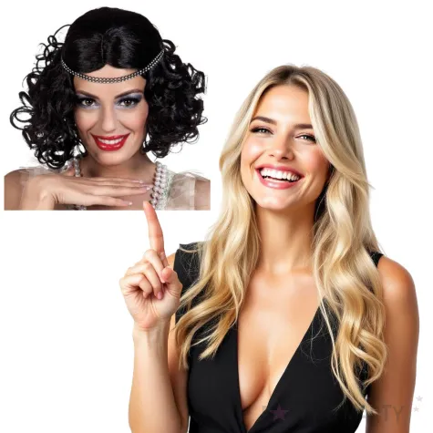 peruka party retro lata 20 czarna boland