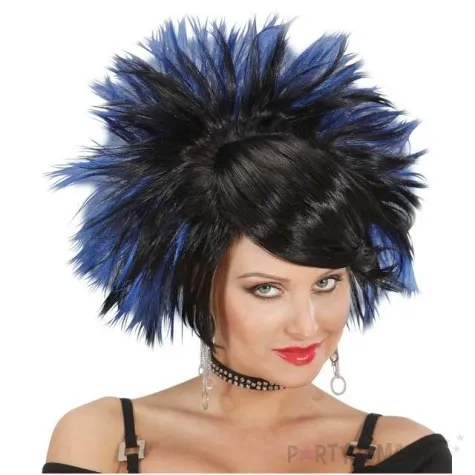 peruka party rock princess czarna niebieska widmann