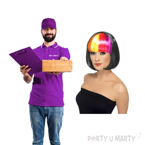 peruka party teczowy bob czarna smiffys