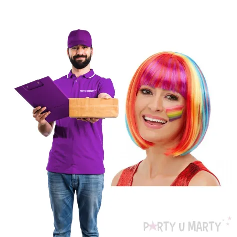 peruka party teczowy bob kolorowa smiffys