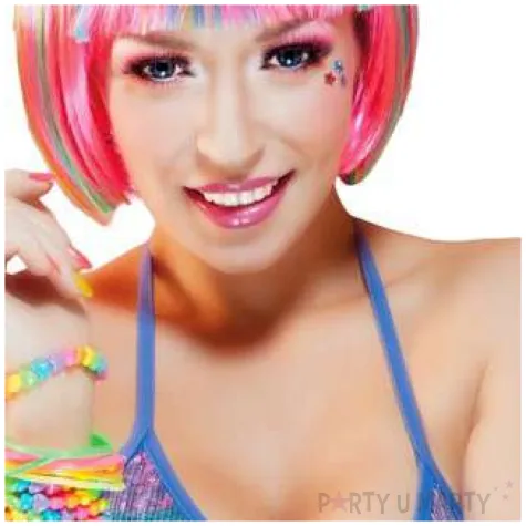 peruka party teczowy bob z grzywka teczowa boland