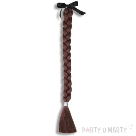 peruka party warkocz brazowy carnival toys