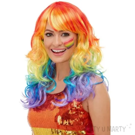 peruka teczowa glam kolorowa smiffys