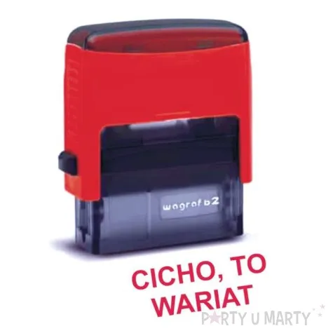 pieczatka z napisem cicho to wariat czerwona 39 x 15 mm