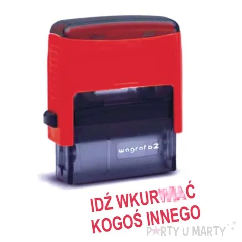 pieczatka z napisem idz wkurw c kogos innego czerwona 39 x 15 mm