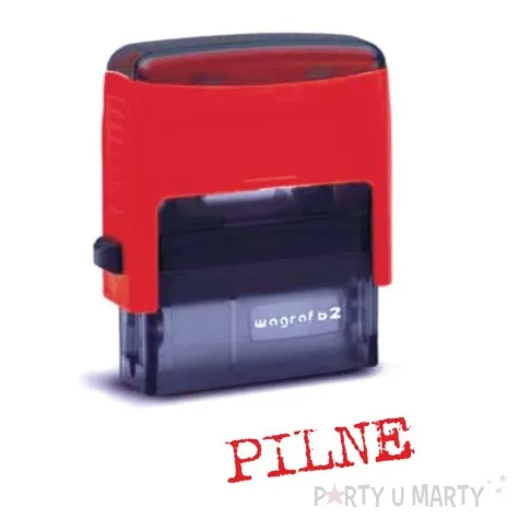pieczatka z napisem pilne czerwona 38 x 14 mm