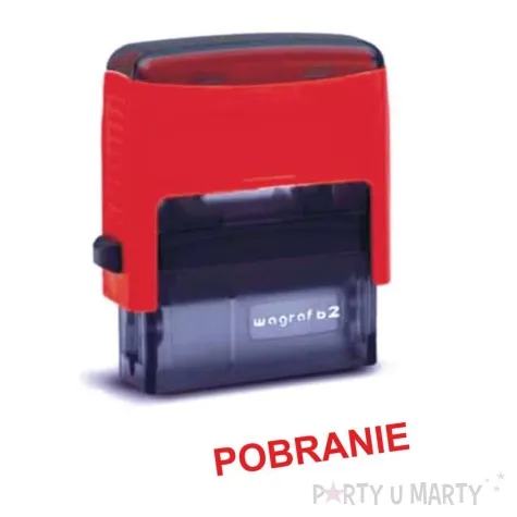 pieczatka z napisem pobranie czerwona 38 x 14 mm