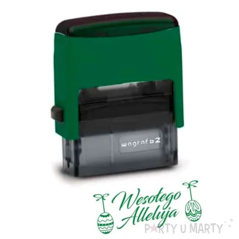 pieczatka z napisem wesolego alleluja pisanki zielona 39 x 15 mm