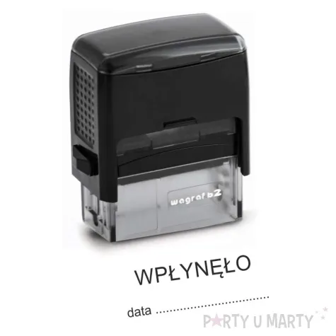 pieczatka z napisem wplynelo data czarna 38 x 14 mm