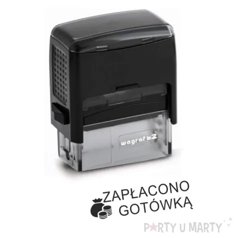 pieczatka z napisem zaplacono gotowka pieniadze czarna 38 x 14 mm