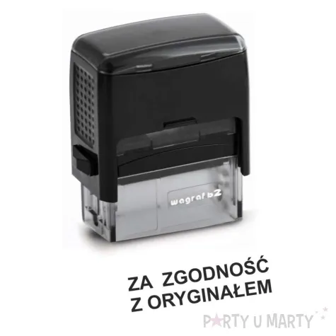 pieczatka z napisem zgodnosc z oryginalem wielka litera czarna 38 x 14 mm