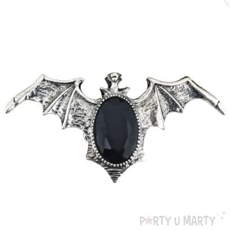 pierscien nietoperz z klejnotem srebrno czarny widmann