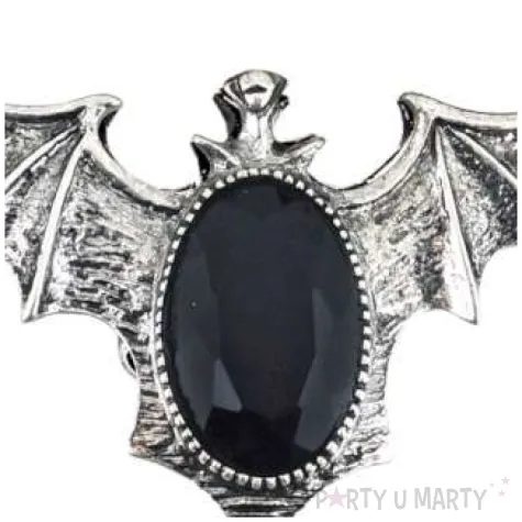 pierscien nietoperz z klejnotem srebrno czarny widmann