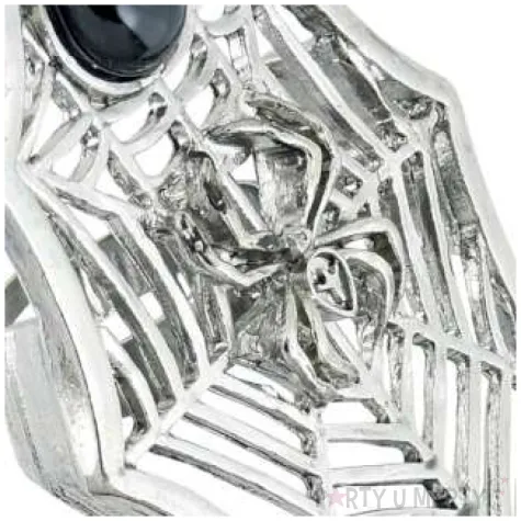 pierscien pajeczyna z pajakiem srebrno czarny widmann