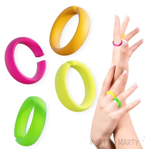 pierscionki disco neonowe mix rozm m l 4 szt