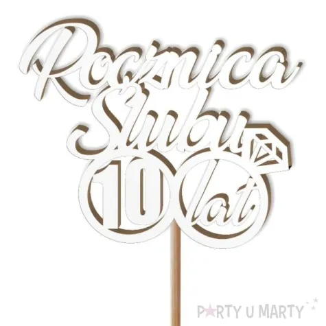 pik ozdobny 10 rocznica slubu bialy 24 cm