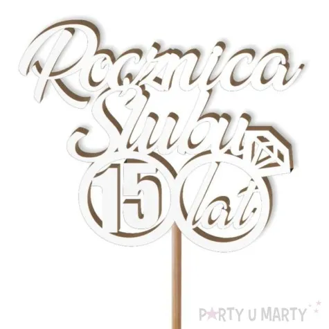 pik ozdobny 15 rocznica slubu bialy 24 cm