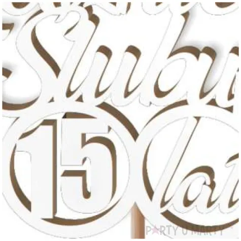 pik ozdobny 15 rocznica slubu bialy 24 cm