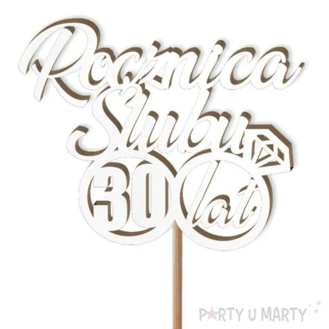 pik ozdobny 30 rocznica slubu bialy 24 cm