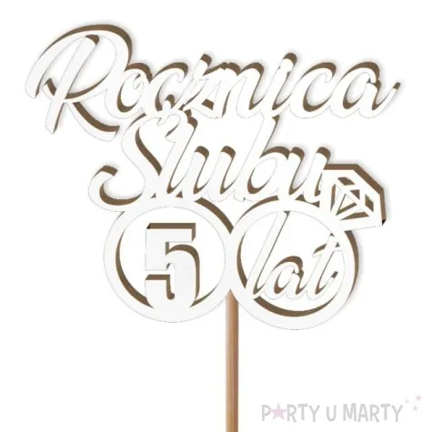 pik ozdobny 5 rocznica slubu bialy 24 cm