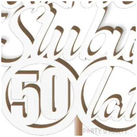 pik ozdobny 50 rocznica slubu bialy 24 cm