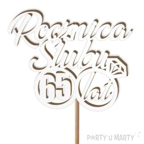 pik ozdobny 65 rocznica slubu bialy 24 cm