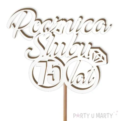 pik ozdobny 75 rocznica slubu bialy 24 cm