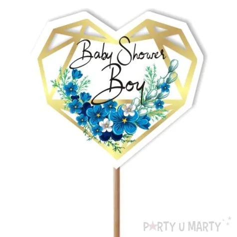 pik ozdobny baby shower boy kwiaty 24 cm