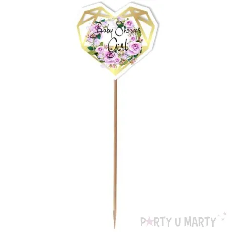 pik ozdobny baby shower girl kwiaty 24 cm