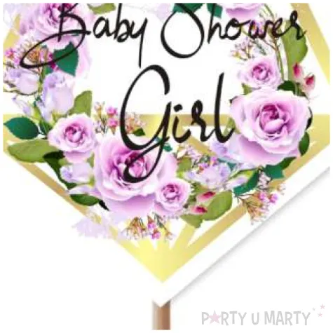 pik ozdobny baby shower girl kwiaty 24 cm